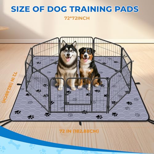 Image of Fostanfly Washable Pee Pads for Dogs, 72 inchx72 inch-1 Pack Extra Large Reusable Potty Pads for Floor, Non-Slip Waterproof Pet Playpen Mat for Puppy /Senior Dog Whelping Incontinence