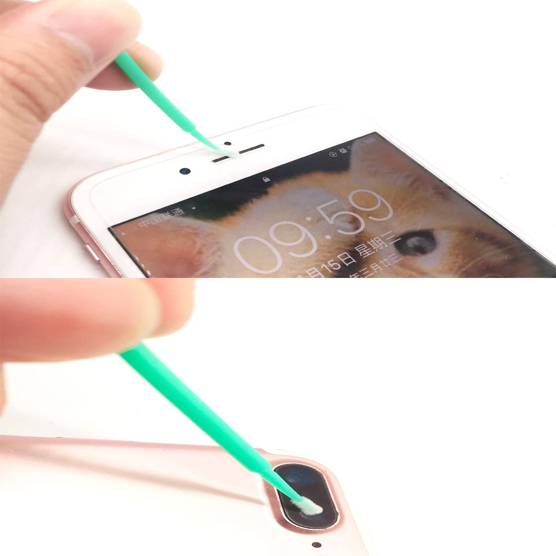 Zestaw narzędzi do czyszczenia portu ładowania telefonu, giętki mini miękki okrągły bawełniany i filcowy wacik szczotki do czyszczenia kompatybilny z iPhone 11 Pro, głośnikiem, tabletem, aparatem