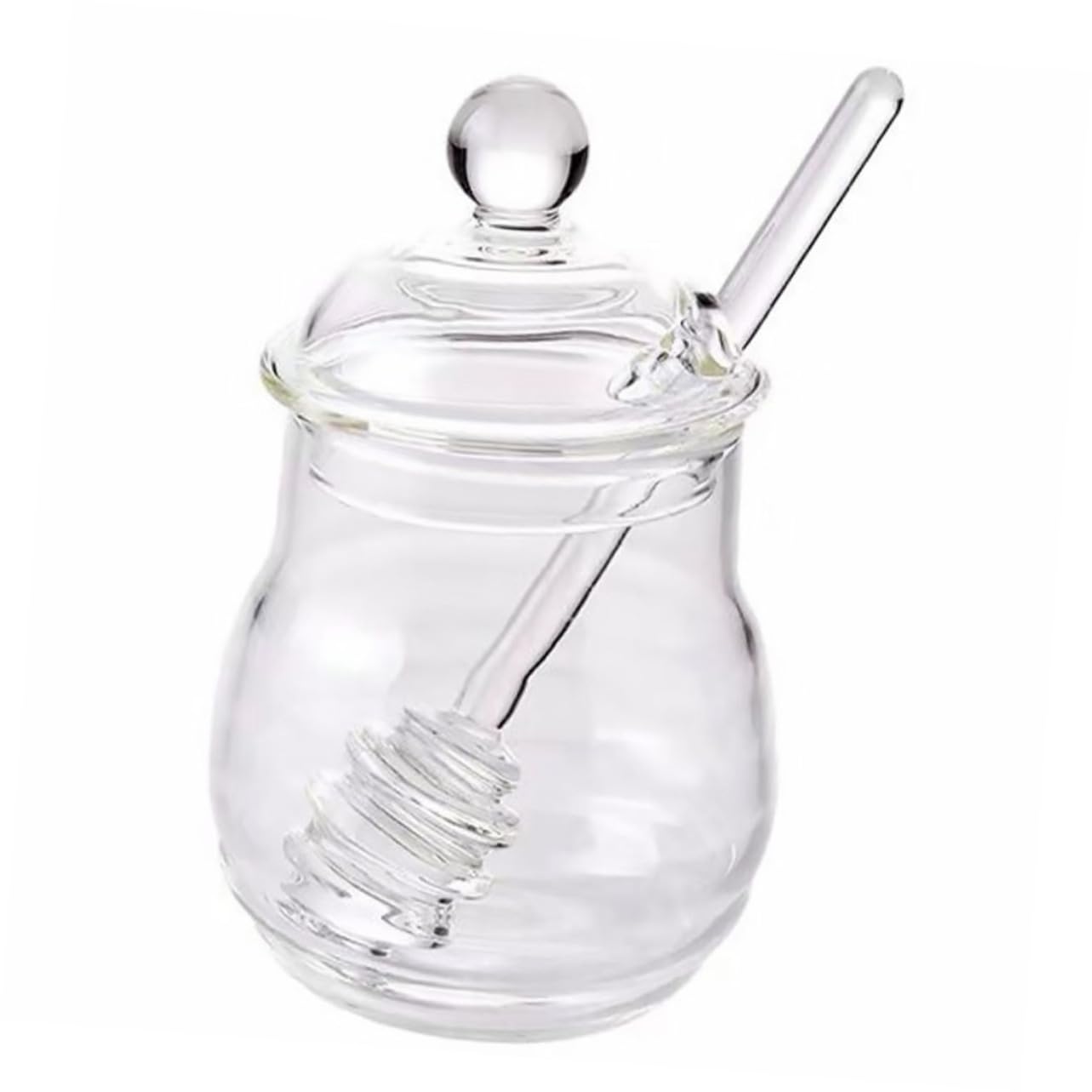 COLLBATH 1Set Transparent with Dipper Honey Container for Syrup and Sugar for Kitchen Use and Beverages