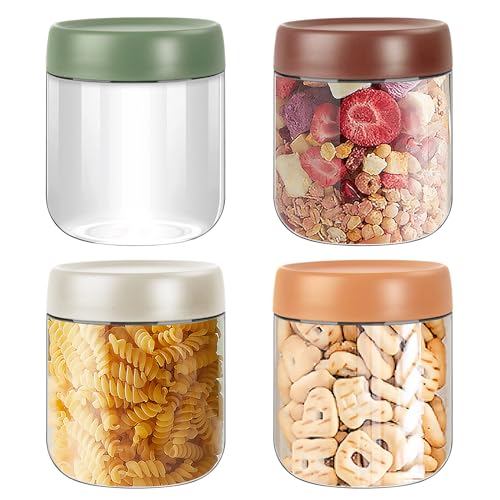 Ulrikco 4 Pack 16oz Overnight Oats Jar, 500ml Glass Jars with Lids, Food Storage Containers, Reusable Wide Mouth Mason Jars for Overnight Oats Salad Fruit Yogurt Pudding Chutney Jam Spice