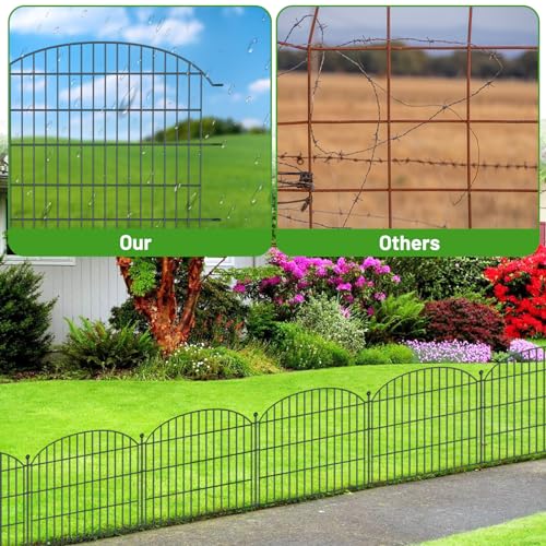 Animal Barrier Fence 5 Pack - 24 in (H) x 10ft (L) No Dig Dog Garden Decorative Fence Rustproof Metal Wire Panel Border, Rustproof Metal Wire Section Edging Fencing Panel - Thumbnail 4