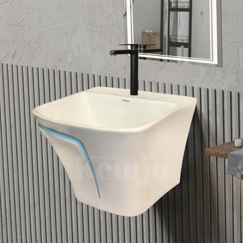 Image of Wall Mounted Wash Basin for Bathroom | Wall Hung Wash Basin /Sink (15.35 x 16.14 x 13 Inch, SFKOP - 203)