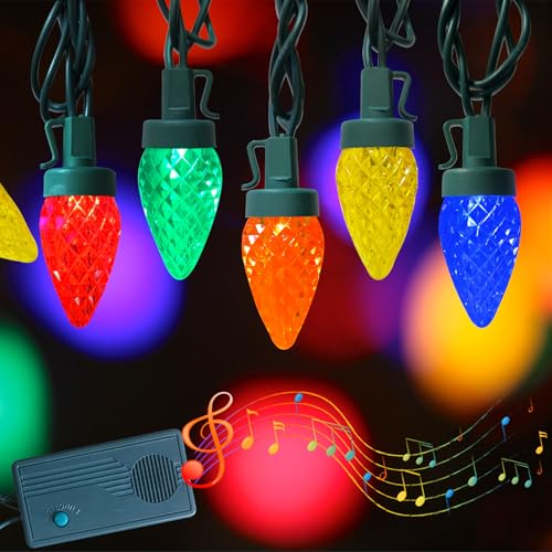 Vintage Christmas Lights with Music, 36FT C7 Motion Musical Christmas