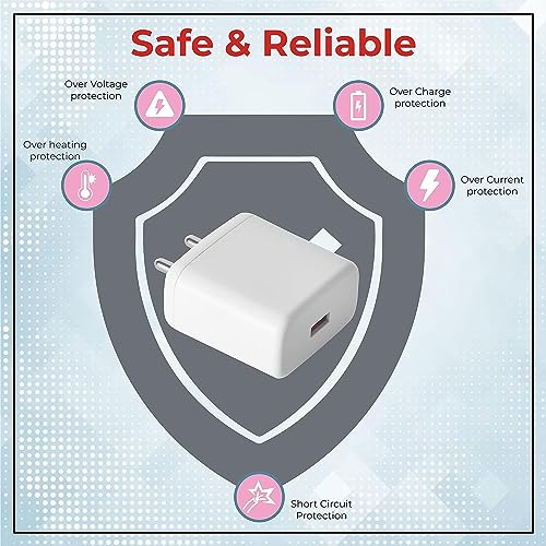 Image of Ultra Fast Type-C Charger for Realme 5 Pro Original Wall Mobile Charger Qualcomm QC 3.0 Quick Rapid VOOC AFC Charger with 1m Type C USB Data Cable (White, SE.Y2)