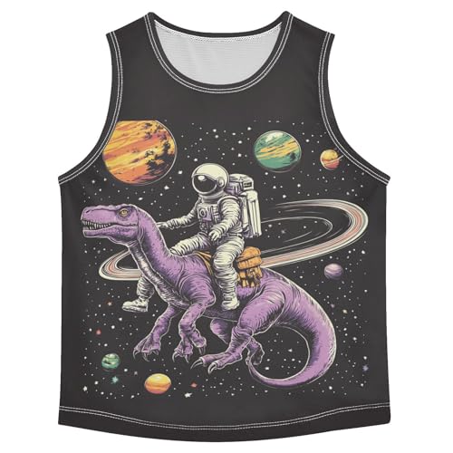 Dinosaur Space Black Boys Tank Tops Toddler Boys' Assorted Sleeveless Tank Tops for 3-15 Years,3T