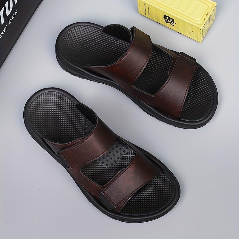 Men's Breathable Sandals, Trendy Slip On Shoes For All Seasons, Solid Color Slippers For Outdoor Activity4
