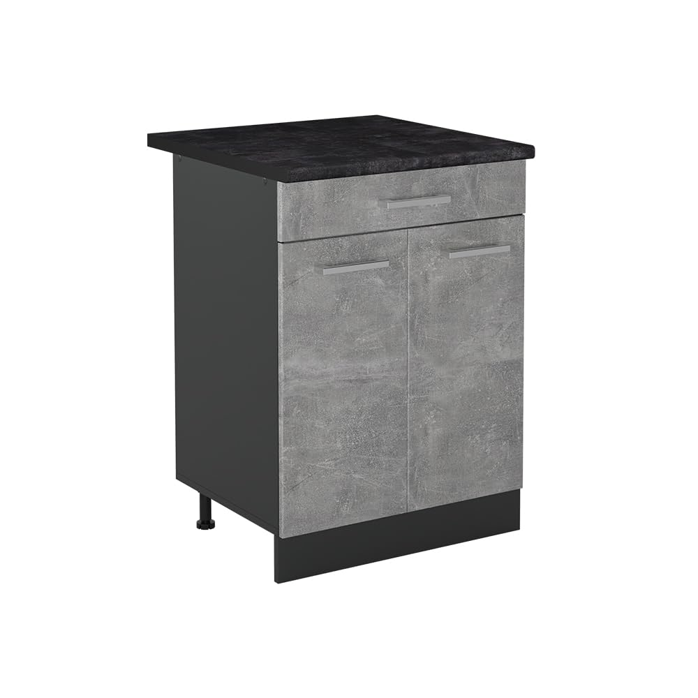 Vicco Meuble Bas de Cuisine R-Line, Béton/Anthracite 60 cm