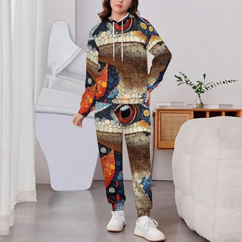 Boys Girls Clothes Outfits 2 Piece Long Sleeve Hoodie Pants Kid Sweatpants, Lizard Retro Painting2