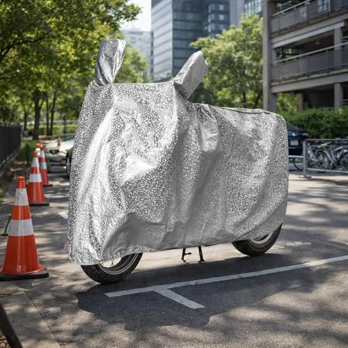 Image of Sulfar Bike Cover for Royal Enfield Flying Flea C6 (EV) (Electric Motorcycle) | Waterproof, Dustproof & UV Protected | All Weather Two Wheeler Cover (Silver) New 2026 Variants