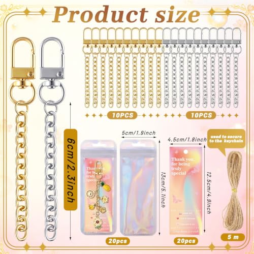 Image of Wurosi 20 Pcs Metal Keychain Making Kit, Gold & Silver