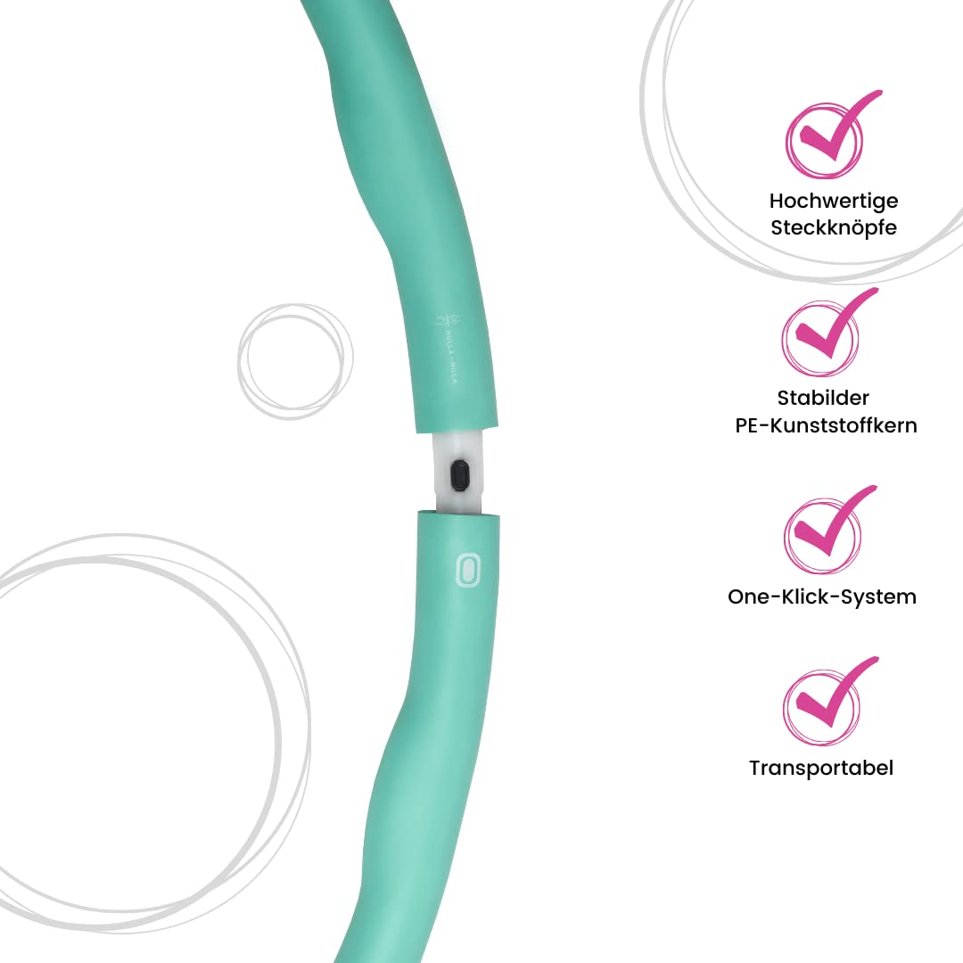 GREYCE Hula-Hoop Reifen 1,5 Kg – 100 Cm Durchmesser, 6-teilig, Ganzkörpertraining Für Anfänger & Fortgeschrittene, Wellendesign