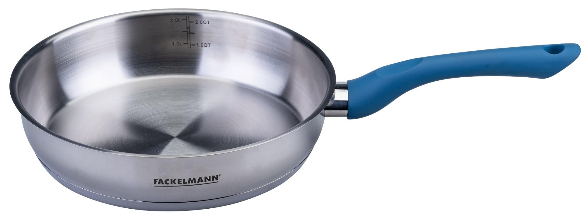 Fackelmann Bratpfanne Essential Ø 24 cm aus hochwertigem Edelstahl 18/10, ergonomischer Bakelit-Griff, universell für alle Herdarten geeignet, Blau