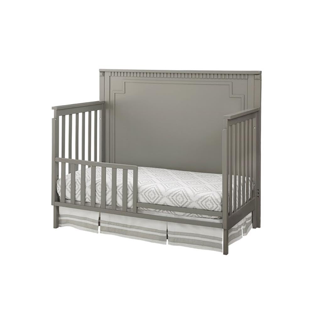 Pemberly Row Contemporary Wood 2301 Toddler Rail in Gray Finish