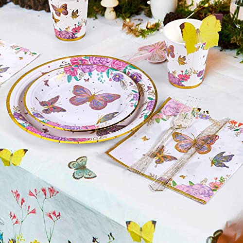 Decodinli Butterfly Party Supplies, Butterfly Birthday Party Decorations, Butterflies Plates And Napkins, Butterfly Fairy Themed Birthday Party, Baby Shower Plates, Cups And Tableware Set Serves 20 #TOP4