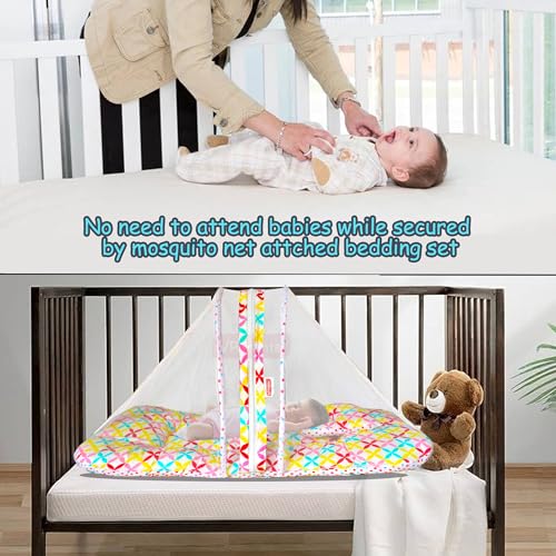 Image of VParents MIte (Flower) Cotton Bedding Set & Mosquito Net