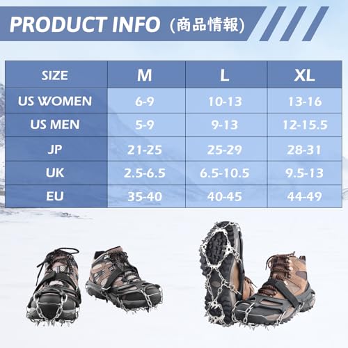 TRIWONDER Crampons for Boots Shoes Traction Ice Cleats Snow Grips Anti Slip Stainless Steel Micro Spikes for Hiking Fishing Walking Climbing Jogging Mountaineering (24 Spikes, Medium) - Thumbnail 2