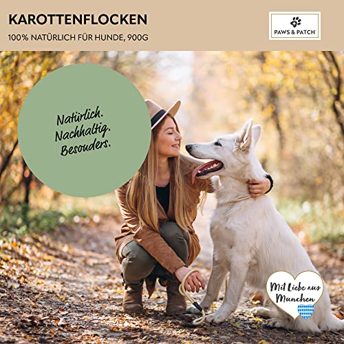 Paws&Patch KAROTTENFLOCKEN für Hunde 900g I europäische Landwirtschaft I glutenfreie Gemüse-Beilage für Barf & Hundefutter I Vitamine, Pektine, Beta-Carotin…