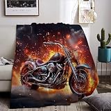 WZXGHE Plaid Moto,Couverture Douillette Motocross, Sports extrêmes Moto Couverture,pour Adolescents et Adultes. (Moto-D, 150x200cm)