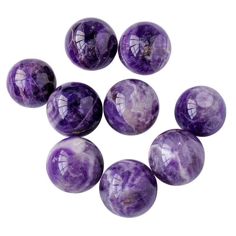 NIBHZ 9pc Natural Amatista Cuarzo Esfera Grande Bastante Amatista Piedra Bola de Cristal curativo Bola de Cristal de Piedra de Cristal,Púrpura,55mm