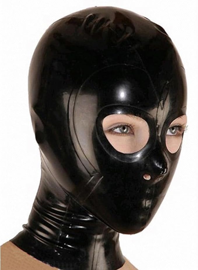 Kangxinsheng Lattice Testa Coperchio Nero Maschera Facciale in Gomma con Cerniera Posteriore,Abbigliamento Club Cosplay Unisex-S