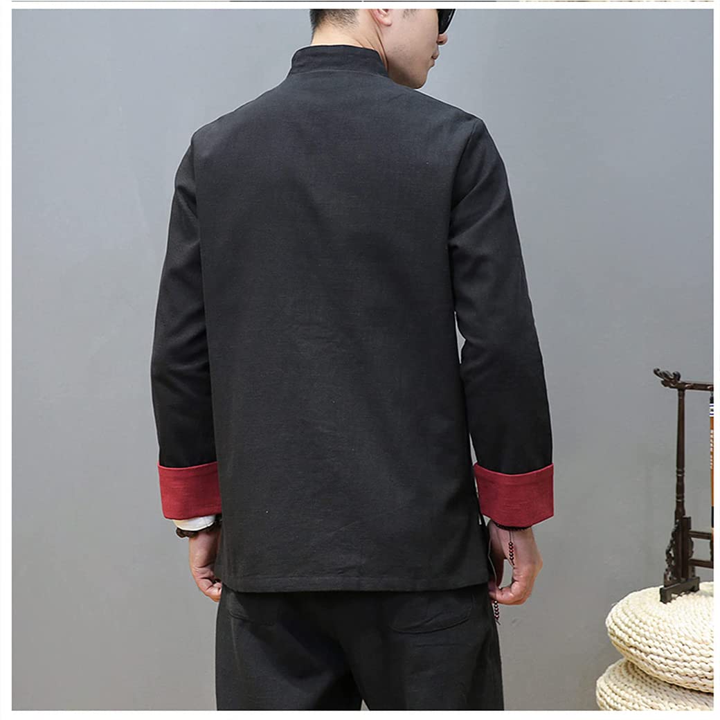 Giacca Uniforme di Cotone Tai chiude per Piumino da Uomo Hanfu Vestiti di Arti Marziali Cinesi Tradizionali Kung fuform Black-M