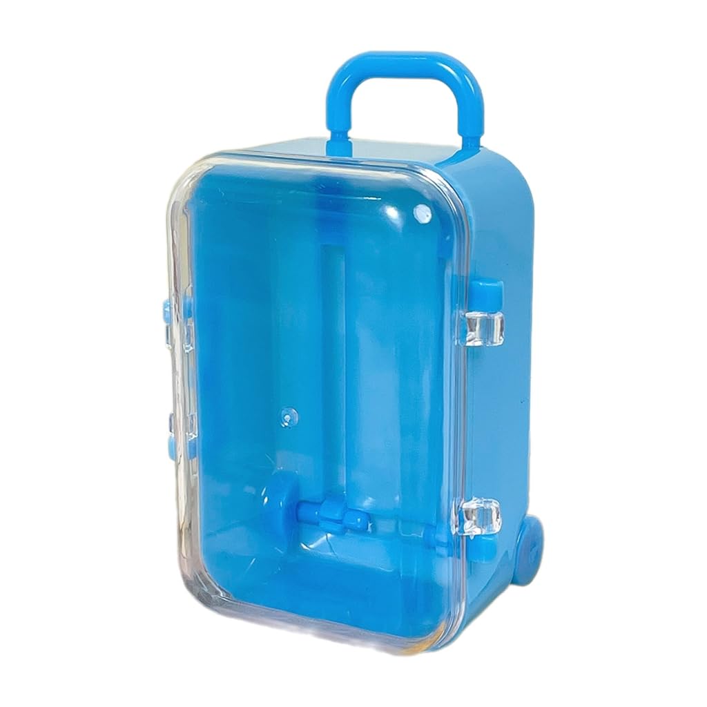 Lerono Blue Dollhouse Miniature Luggage Suitcase Storage Trolley Case Travel Holiday Toy Candy Box Handbag Model For Dolls Accessory