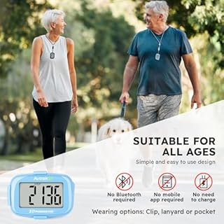 AVTREK Accurate 3D Step Counter Pedometer Tracker for Walking Simple Pocket Pedometer Clip on (Blue)