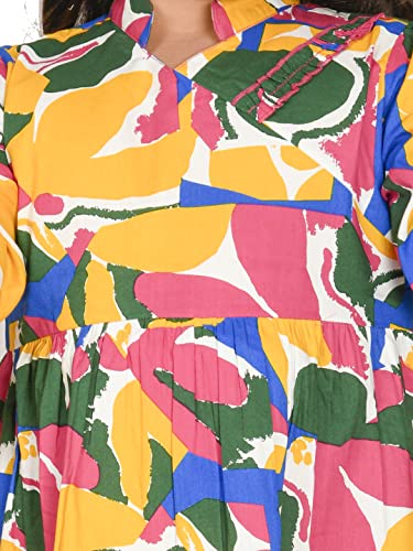 Image of LILPICKS Girls All Over Printed Fit n Flare Dress (Multi)