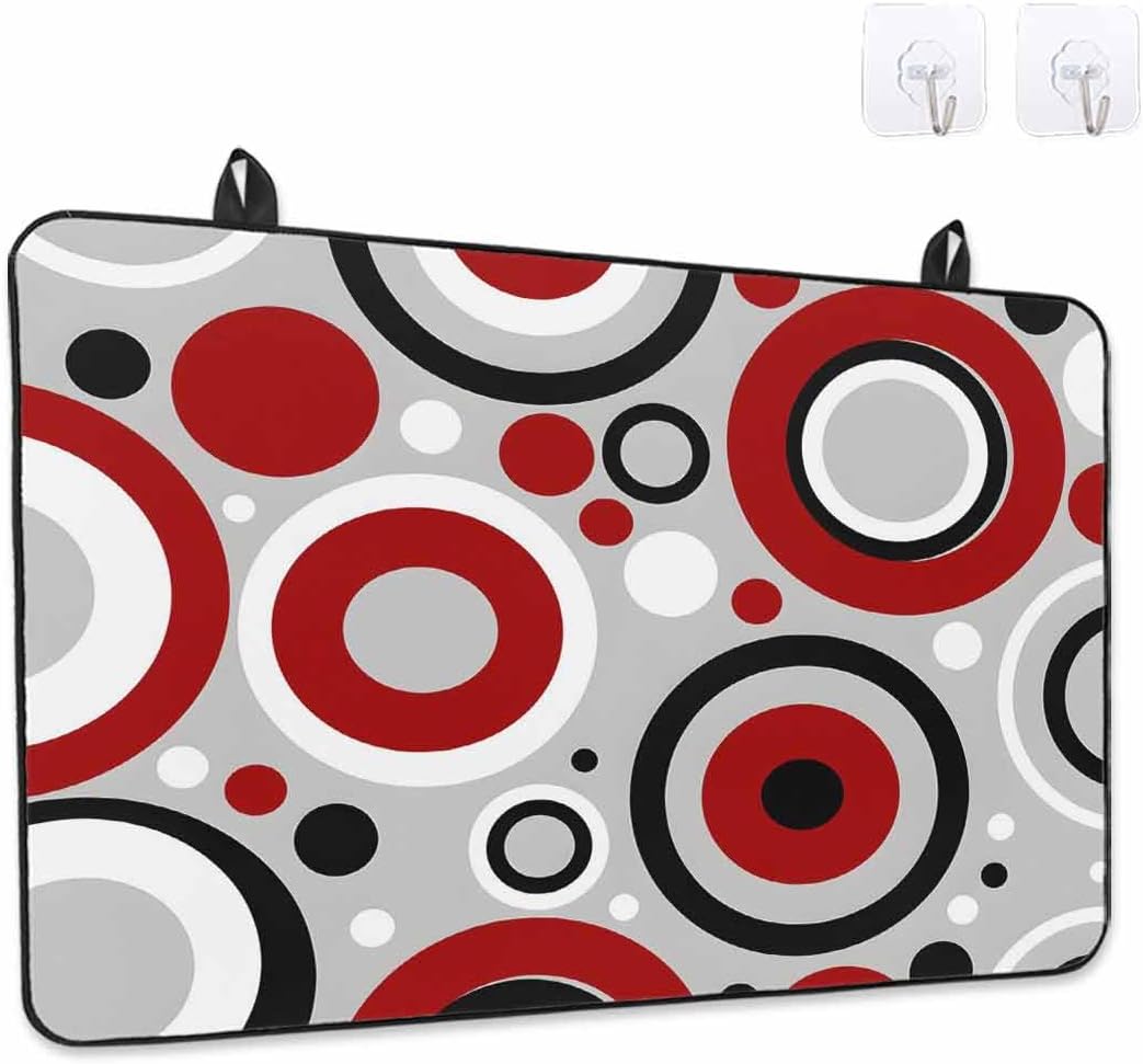 Stove Top Cover Red Geometric Circle Stove Cover for Electric Stove Top Modern Art Abstract Glass Cooktop Covers Anti-Slip Mat Heat R esistant Countertop Protector Kitchen Decor 28.5"x20.5"