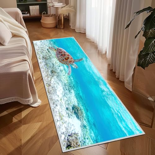 Tapete corredor tortuga marina azul 60x180 cm miniatura 4