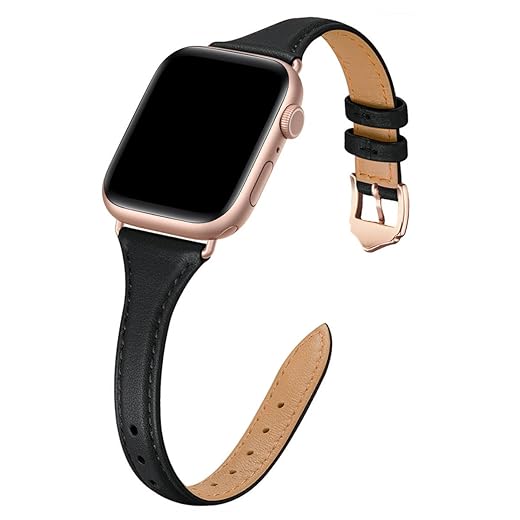 WFEAGL Compatible with Leather Apple Watch Band 41mm 40mm 38mm 42mm(series 11 10) Women, Top Grain Leather Strap Slim & Thin Replacement Wristband for iWatch Bands SE 3 2 1, Series 11 10 9 8 7 6 5 4 3 2 1