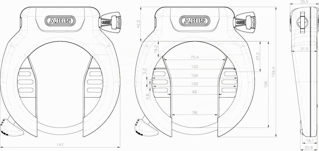 ABUS candado de cuadro PRO AMPARO 4750S NR - Candado para montaje en el cuadro de la bicicleta - 8,5 mm - nivel de seguridad 9 - Negro