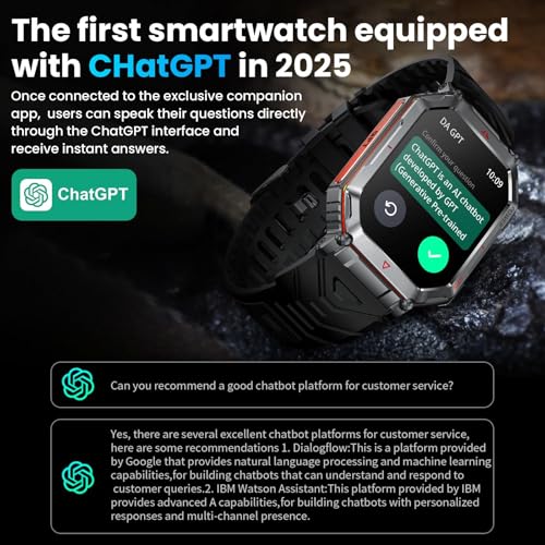 Image of GPS Military Smart Watch for Men，GPT Voice Assistant，Smartwatch with LED Flashlight，2.01 inch HD Display Bluetooth Call，Fitness Tracke with Multiple Sports Modes，Compatible with Android & iOS