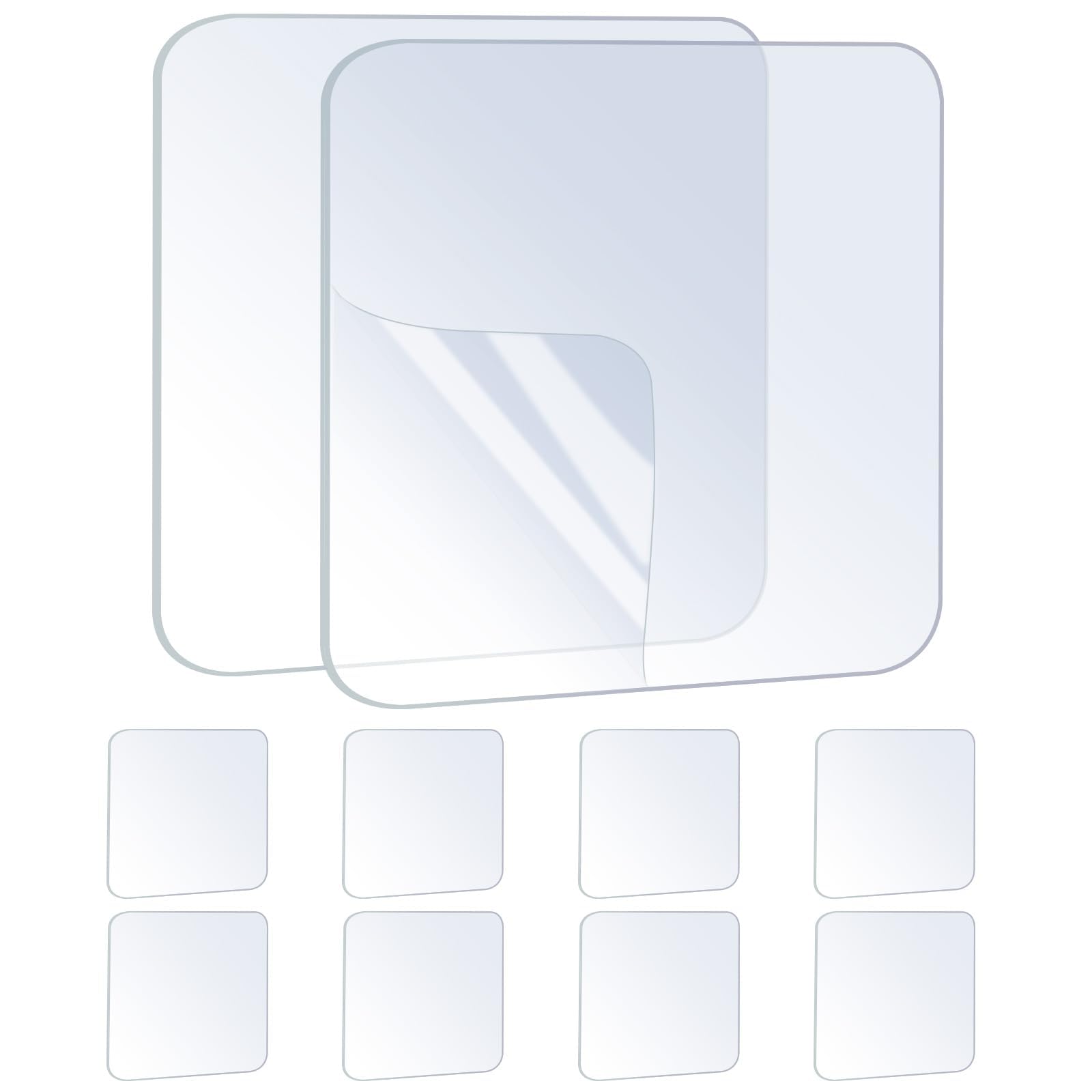 10Pcs Clear Double Sided Sticky Pads 6cm Square,Strong Adhesive Nano Pads,Washable & Removable for Mounting