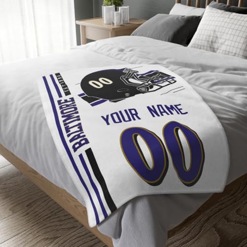 Image of Baltimore Throw Blanket Custom Name and Number Personalized Gifts for Men and Women