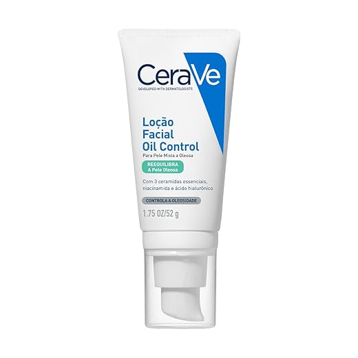 CeraVe Loção Facial Hidratante Oil Control para Pele Mista a Oleosa, Com 3 Ceramidas Essenciais, Ácido Hialurônico e Niacinamida, Hidratação Prolongada e Acabamento Matte, 52g