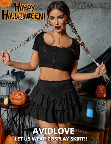 Avidlove Womens High Waist Ruffle Flowy Mini Skirts Casual Boho Layered Pleated Beach Short Skirt3