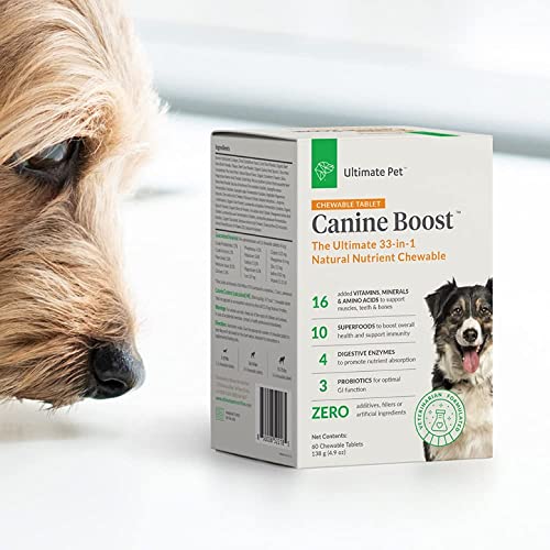 Ultimate Pet Nutrition Canine Boost 33-In-1 Dog Food Booster With Vitamins, Minerals, Antioxidants And Probiotics - Supports Healthy Bones And Muscles - Whole-Body Canine Health (Chewable Tablets) #TOP3