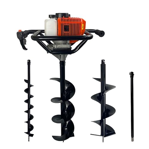 Perfurador de Solo a Gasolina 52cc 2,5HP com Brocas 80x10cm + 80x20cm + 80x25cm + Extensão 60cm Carb
