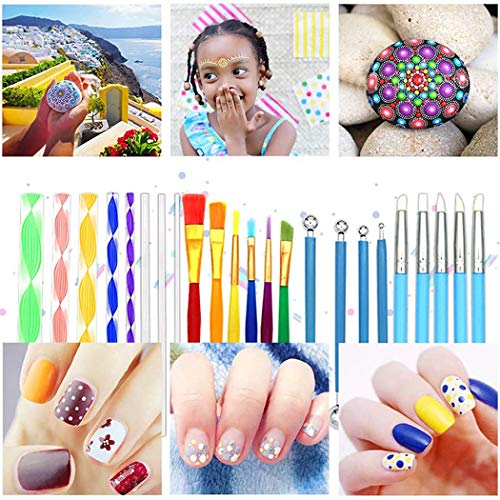 Sipliv Mandala Dotting Tools Set Mandala Stencil Ball Stylus Brush Acrylic Rod Paint Tray Set For Rocks Fabric Wall Nail Art Painting Coloring Drawing Drafting - 57 Pcs #TOP5