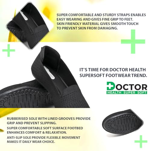 Image of DOCTOR HEALTH SUPER SOFT Women's Memory Foam Walking & Running Shoes | Lightweight Slip-On Sneakers for Gym, Training, Casual & Everyday Use | Flexible, Soft Cushion Athletics for Ladies & Girls