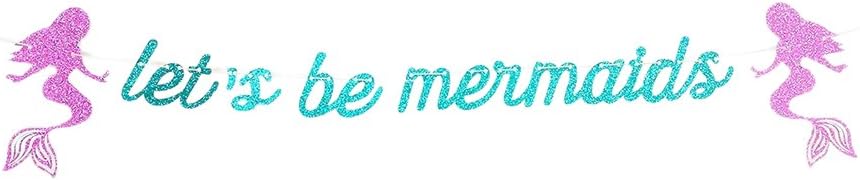 Lothver Mermaid Banner Bunting with Letters of Birthday Party Festival Holiday Streamer Decorations