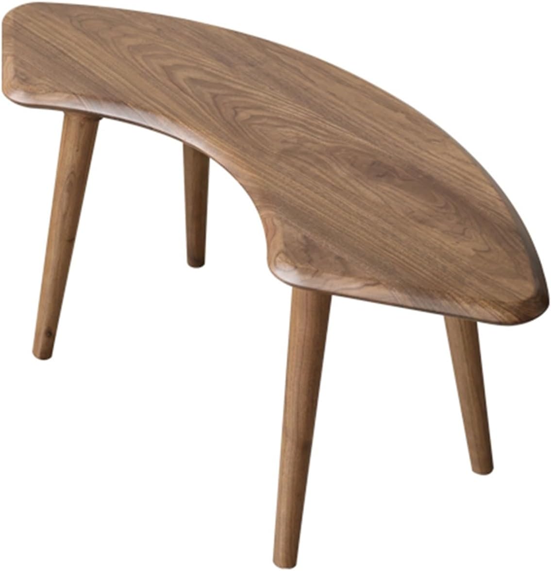 HARELA Wooden Entryway Bench, Half Moon Dining Bench Farmhouse Solid Wood Long Bench, Entryway Shoe Rack Bench, End of Bed Bench, for Home Kitchen Dining Living Room Restaurant(Walnut)