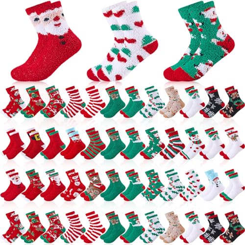 Image of Ramede 150 Pairs Christmas Fuzzy Socks Bulk Fluffy Xmas Slipper Socks for Women Colorful Warm Xmas New Year Winter Gifts (Novelty Style)