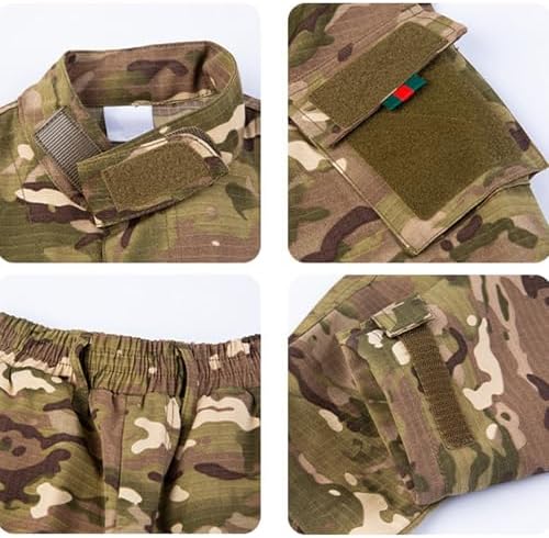 QiYuant Tactische Kleding Set T-shirt en Broek, Airsoft, Militair Camouflage, Lente, Zomer, Herfst, Wandelen, Jacht, Camping, voor Jongens en Meisjes