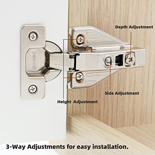 Decobasics (2 Pcs) Full Overlay Soft Close Cabinet Hinges For Kitchen Cabinets - 105° Face Frame Concealed Cabinet Door Hinge -3 Way Adjustability -Clip On Plate & Matching Screw 4 Easy Installation #TOP4