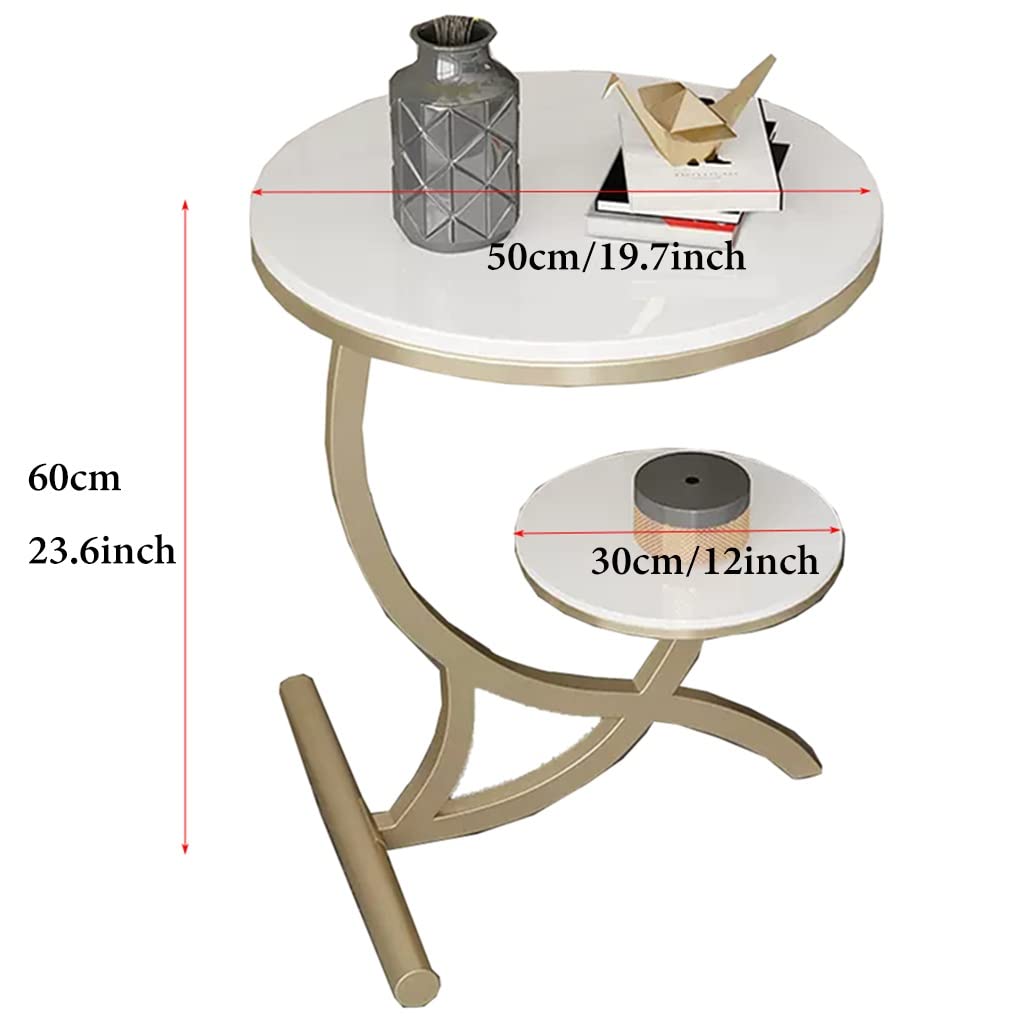 Amazon｜ラウンドサイドテーブル ゴールド、ソファサイドテーブル2層