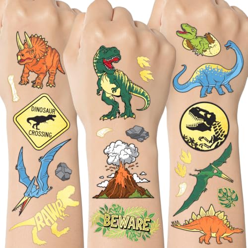 xo, Fetti 44pc Dinosaur Temporary Tattoos Gold Foil | Kids Party Birthday