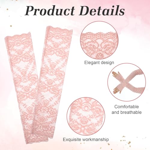 Sorcristy 4 Stück Armstulpen Damen, Elegante Arm Stulpen Atmungsaktive Arm Sleeve Lange Fingerlose Spitzenhandschuhe für Hochzeit Party Outdoor Sportaktivitäten