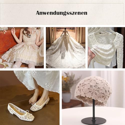 Tissu en dentelle coton avec fleurs bordure patchwork et couture - 4